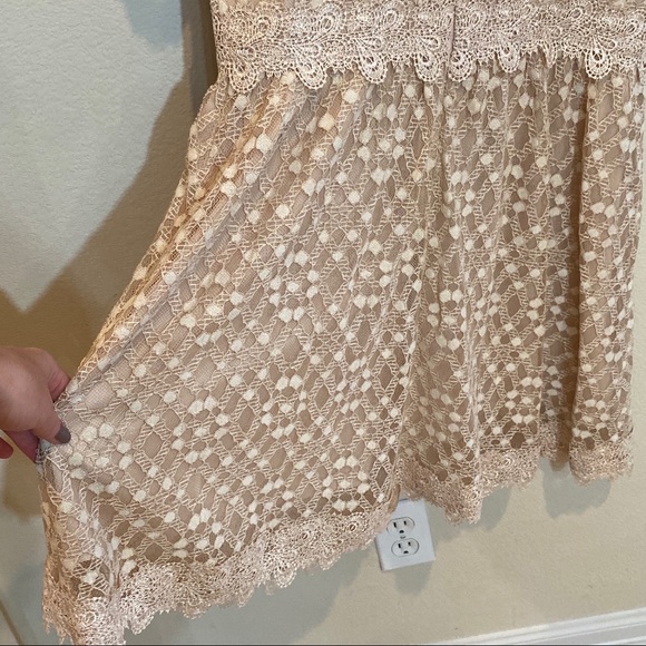 J.O.A. Lace Short Sleeve Blush Mini Dress - Picture 12 of 14